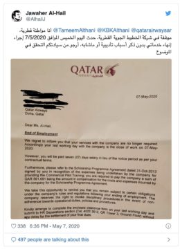 qatar despide piloto